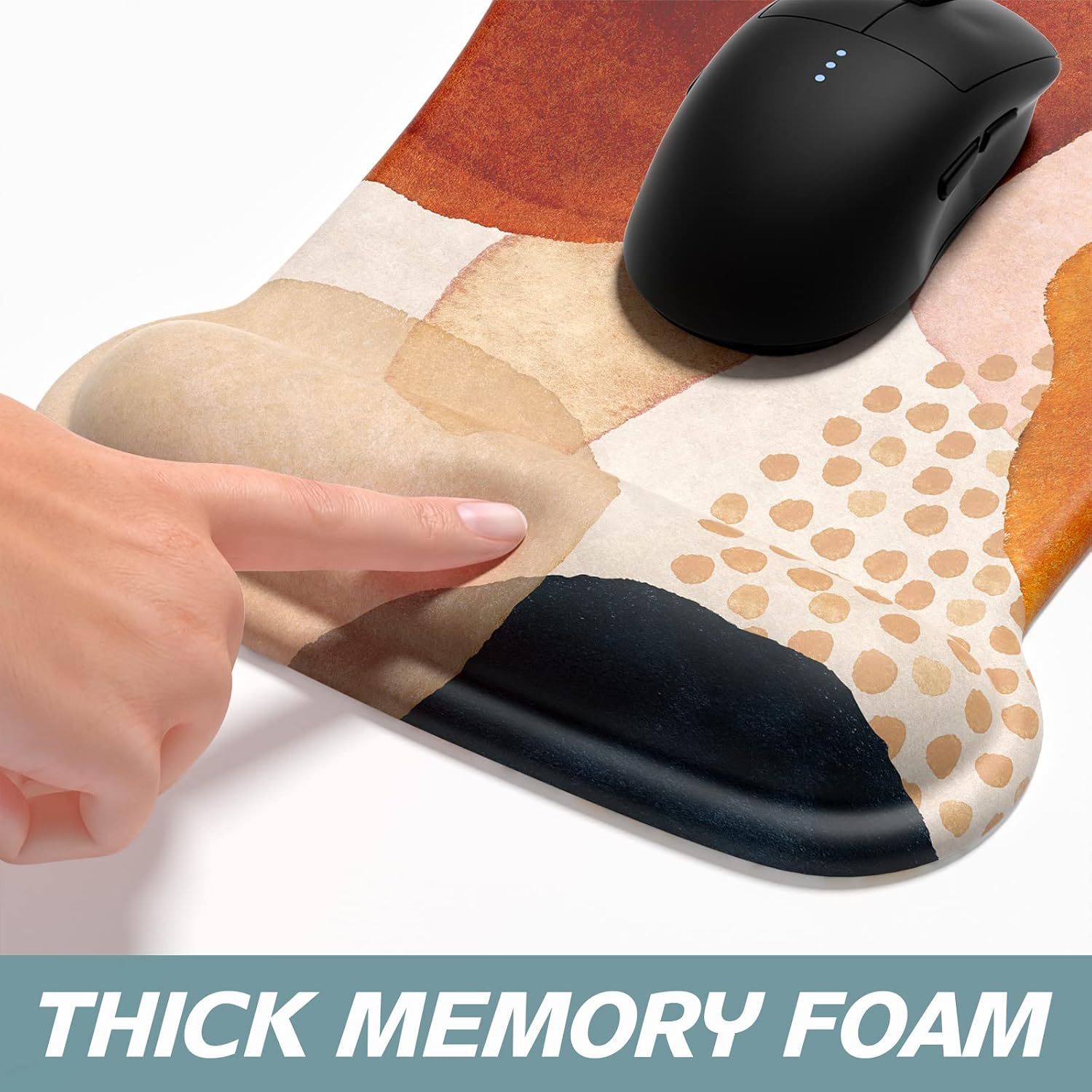 Mouse Pad Wrist Support Keyboard Wrist Rest Pad Ergonomic Mousepad Non-Slip Memory Foam Keyboard Pad Easy Typing Pain Relief Perfect for PC Laptop Gaming Office, Abstract Art Style